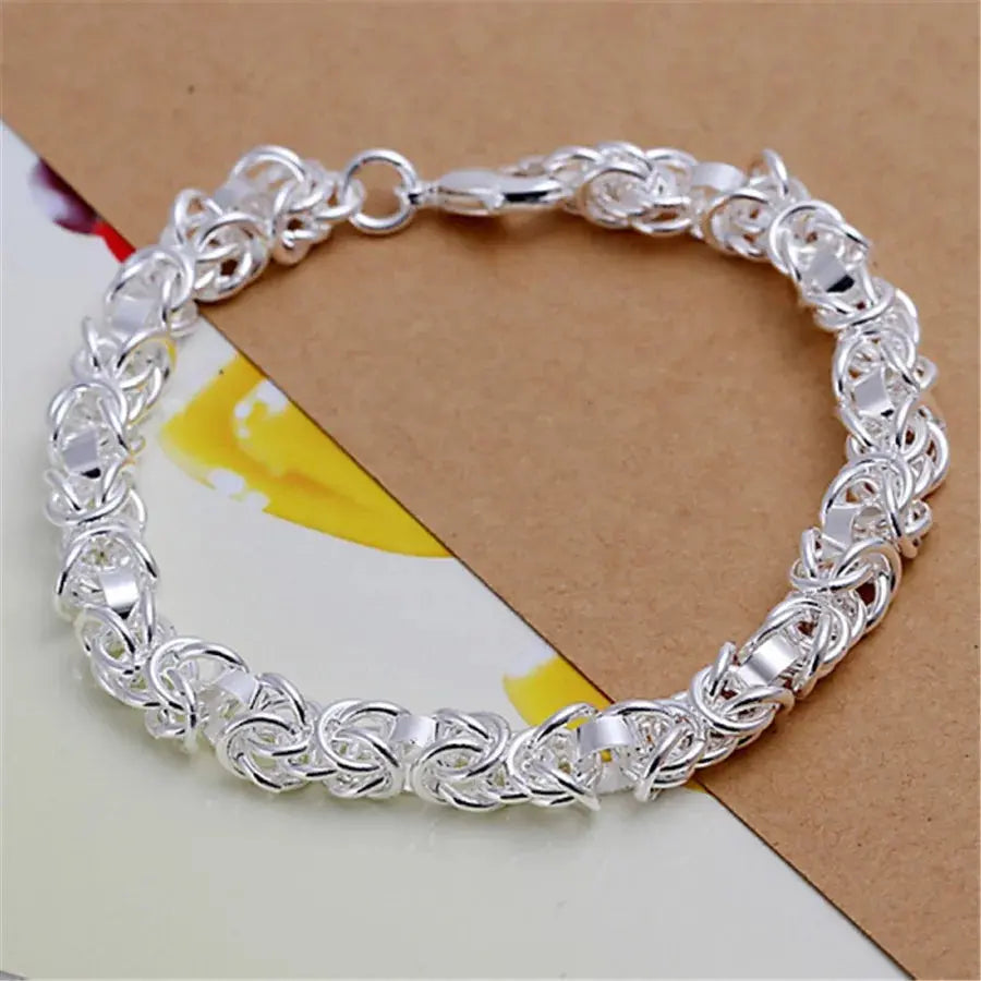 925 Sterling Silver Exquisite Solid Chain Bracelet Fashion Charm Women Men Solid Wedding Cute Simple Models Jewelry Streetsharks