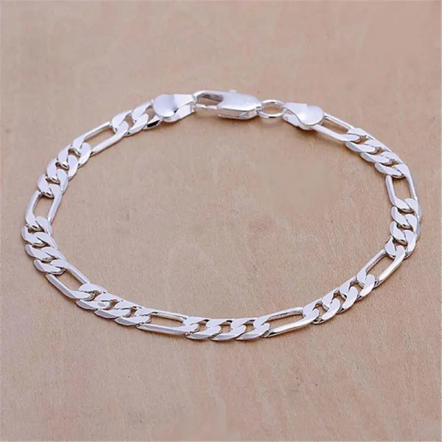 925 Sterling Silver Exquisite Solid Chain Bracelet Fashion Charm Women Men Solid Wedding Cute Simple Models Jewelry Streetsharks