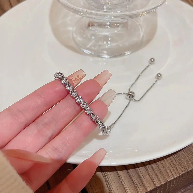 925 Sterling Silver Zircon Bracelet For Women Luxury Handy Adjustable New Ladies Jewelry Birthday Party Fashion Jewelry Gift Streetsharks
