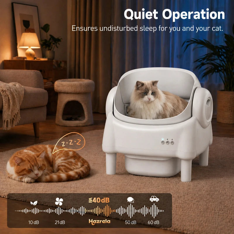 Open-Top Self Cleaning Cat Litter Box Automatic Cat Litter Box Control cleaning with App Control and Safety Sensors Odor Control luxecrown.co.uk