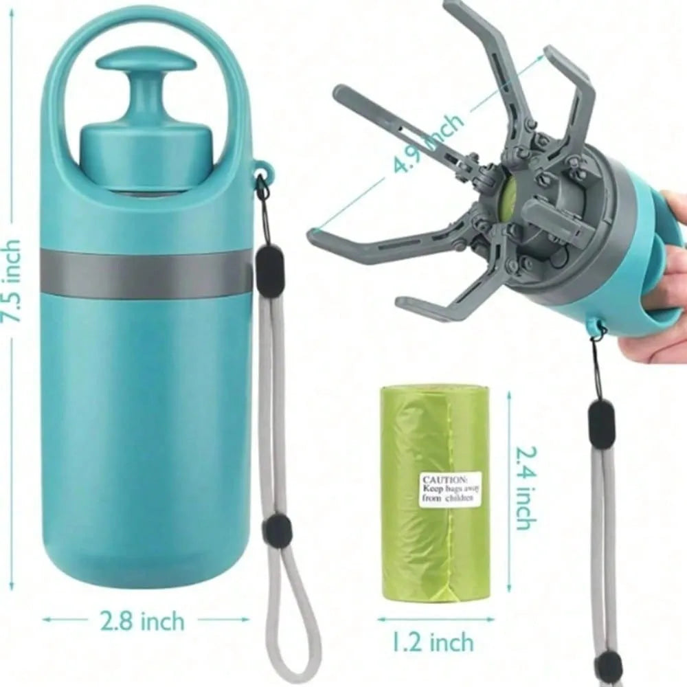 Portable Dog Pooper Scooper No Touch Claw Pickup Tool with Waste Bag Holder Easy One Hand Dog Walking Outdoor Pet Cleanup luxecrown.co.uk