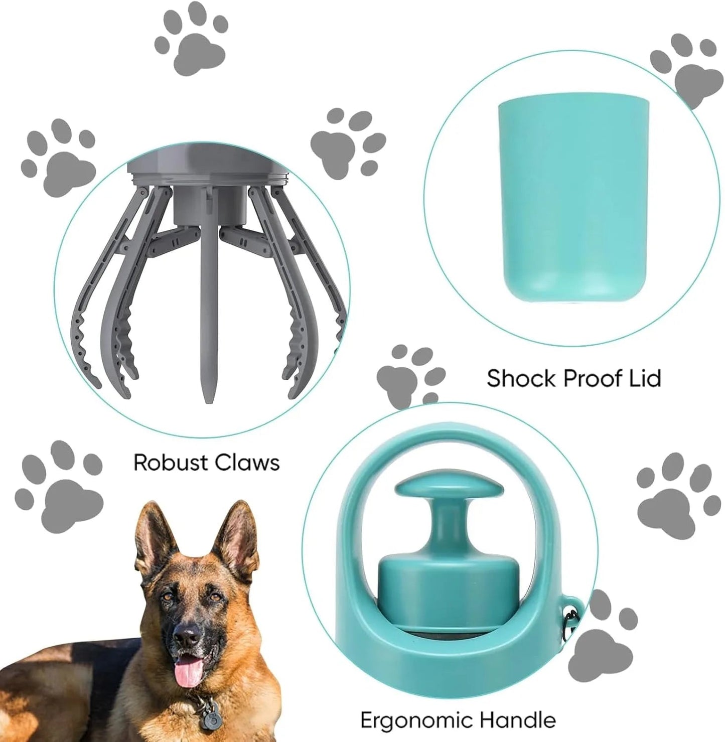 Portable Dog Pooper Scooper No Touch Claw Pickup Tool with Waste Bag Holder Easy One Hand Dog Walking Outdoor Pet Cleanup luxecrown.co.uk
