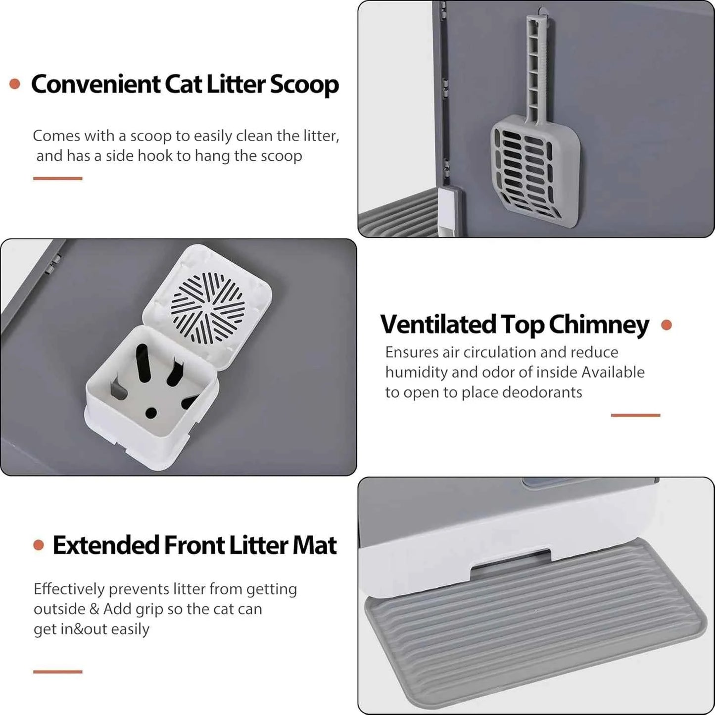 Extra Large Enclosed Cat Litter Box with Mat and Litter Scoop, Odorless Toilet Anti-Splashing Kitty Litter Pan Covered Hooded Ca
