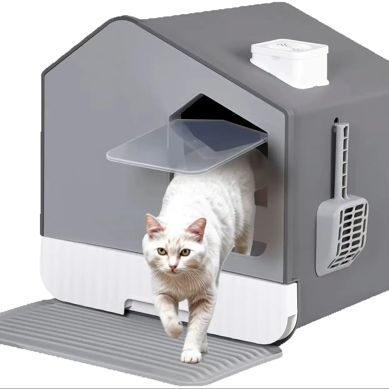 Extra Large Enclosed Cat Litter Box with Mat and Litter Scoop, Odorless Toilet Anti-Splashing Kitty Litter Pan Covered Hooded Ca luxecrown.co.uk