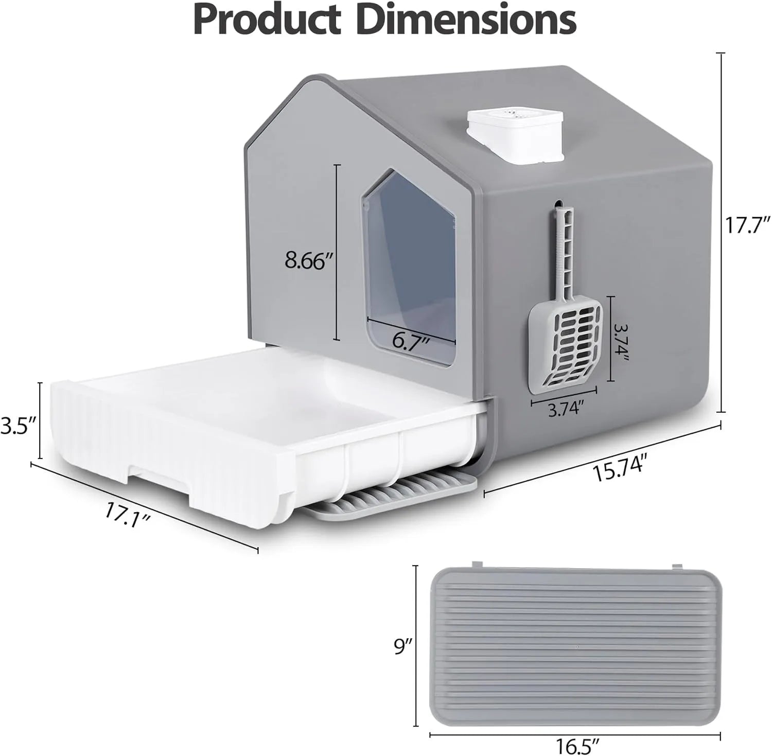 Extra Large Enclosed Cat Litter Box with Mat and Litter Scoop, Odorless Toilet Anti-Splashing Kitty Litter Pan Covered Hooded Ca luxecrown.co.uk