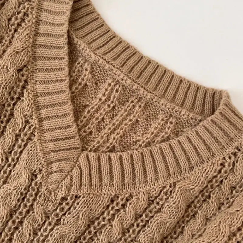 Autumn Striped Sweater Women Knitwears Solid Loose V Neck  Knit Pullover Warm Long Sleeves Tops Khaki Knitted Jumpers Women luxecrown.co.uk