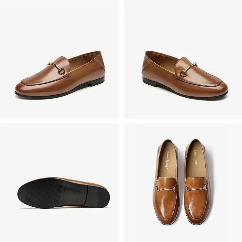 BEAUTODAY Dress Shoes Women Loafers Cow Leather Sheepskin Rubber Formal Business Suit Ladies 2025 Spring Autumn Handmade 27171 luxecrown.co.uk