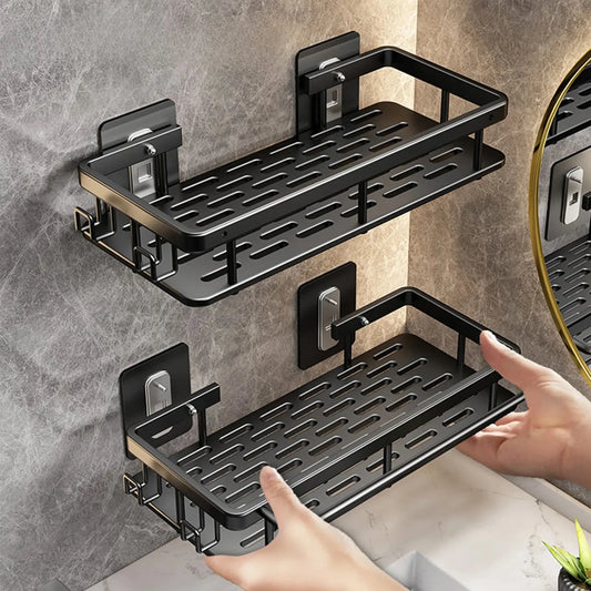Bathroom Shelf No Drill Wall Mounted Shampoo Bottle Shower Corner Rack Toilet Storage Rack Aluminum Bathroom Kitchen Accessories luxecrown.co.uk