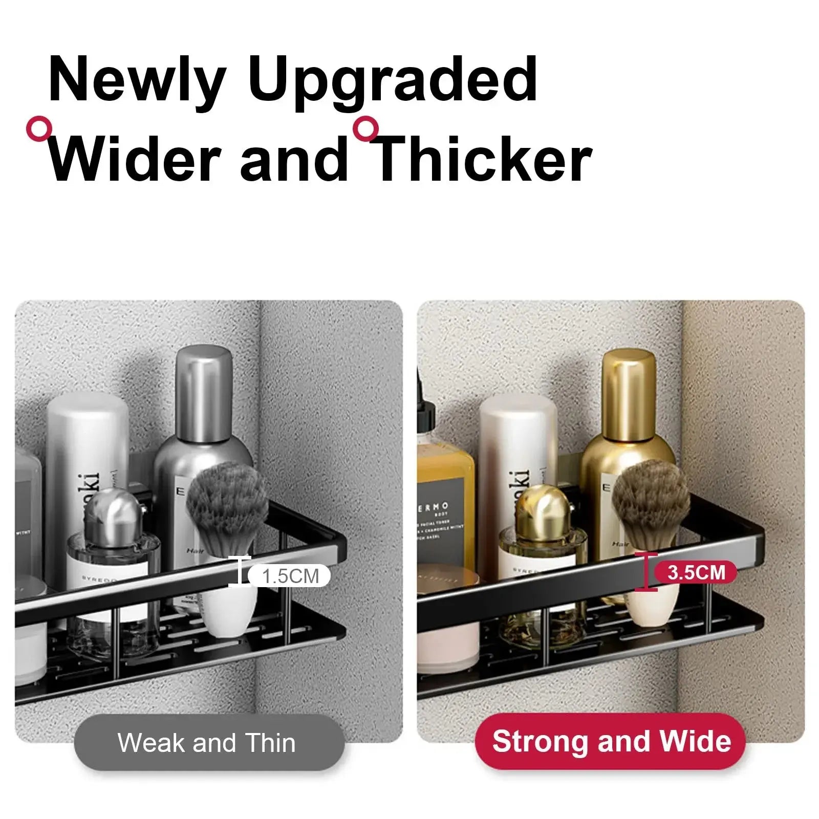 Bathroom Shelf No Drill Wall Mounted Shampoo Bottle Shower Corner Rack Toilet Storage Rack Aluminum Bathroom Kitchen Accessories luxecrown.co.uk