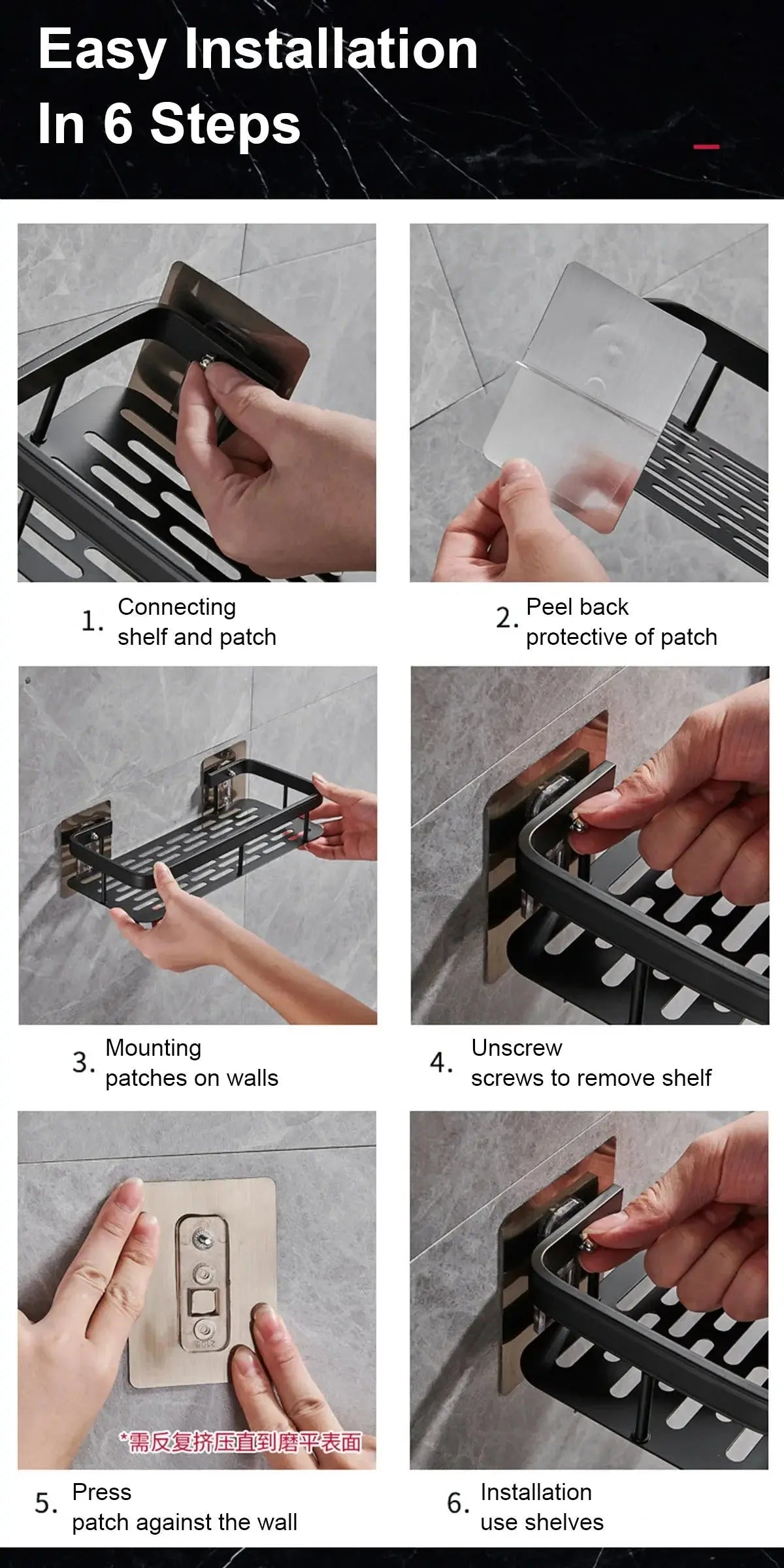 Bathroom Shelf No Drill Wall Mounted Shampoo Bottle Shower Corner Rack Toilet Storage Rack Aluminum Bathroom Kitchen Accessories luxecrown.co.uk