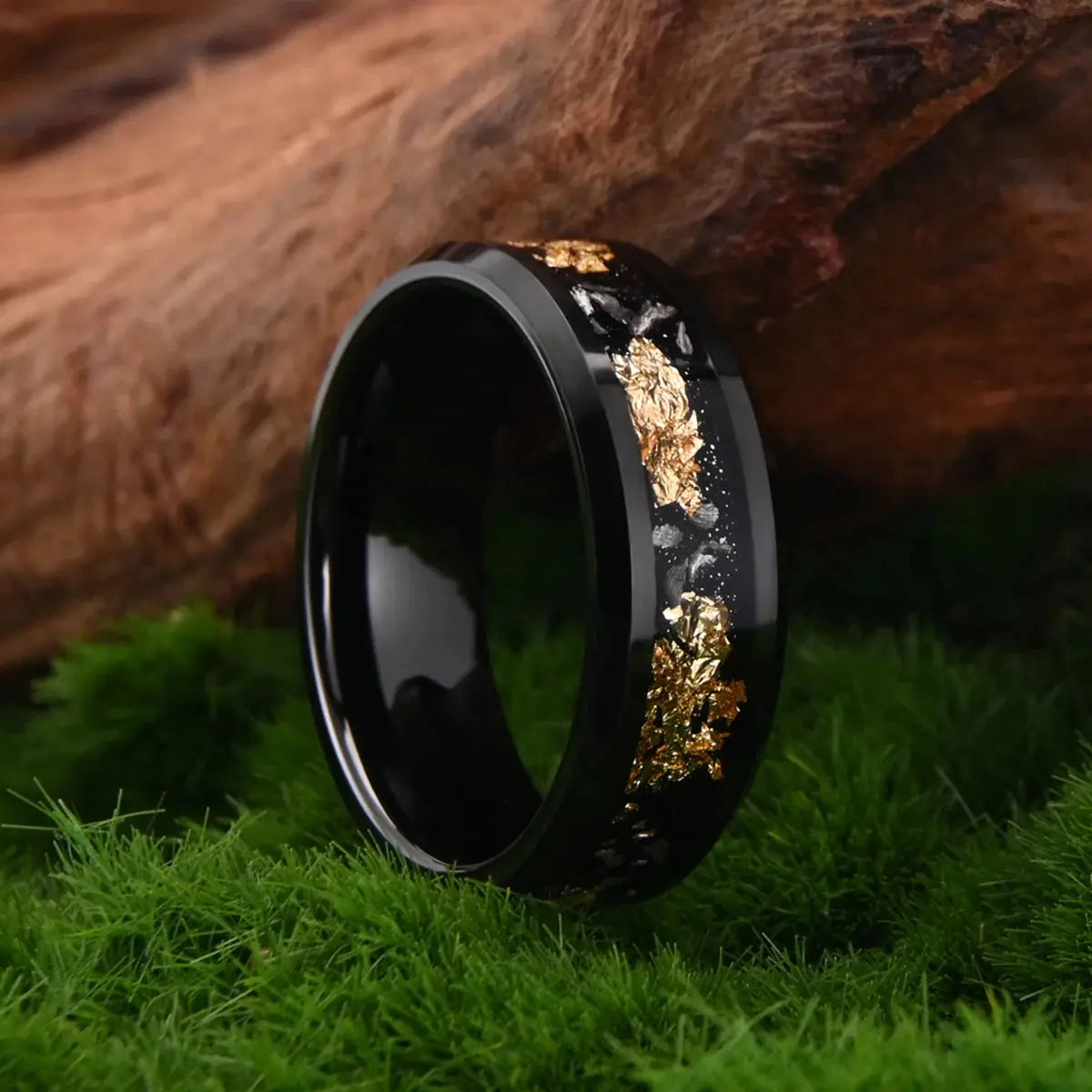 Black tungsten carbide ring 8mm and 6mm men's wedding bands, comfortable fit, suitable for couples daily wear Streetsharks