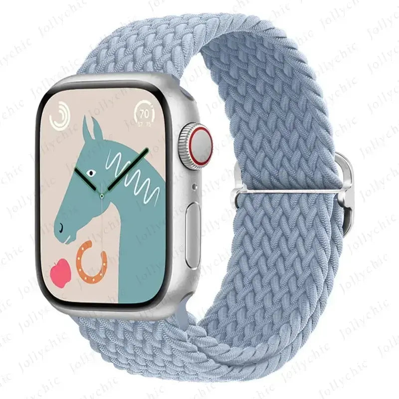 Braided Loop Strap For Apple Watch Band 42/46mm 45/41mm 38/40mm 44mm 49mm Nylon Solo Bracelet iWatch series 10 9 se 8 7 6 Ultra2 luxecrown.co.uk