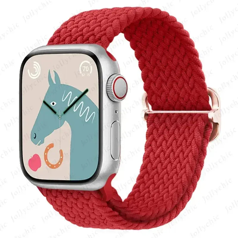 Braided Loop Strap For Apple Watch Band 42/46mm 45/41mm 38/40mm 44mm 49mm Nylon Solo Bracelet iWatch series 10 9 se 8 7 6 Ultra2 luxecrown.co.uk
