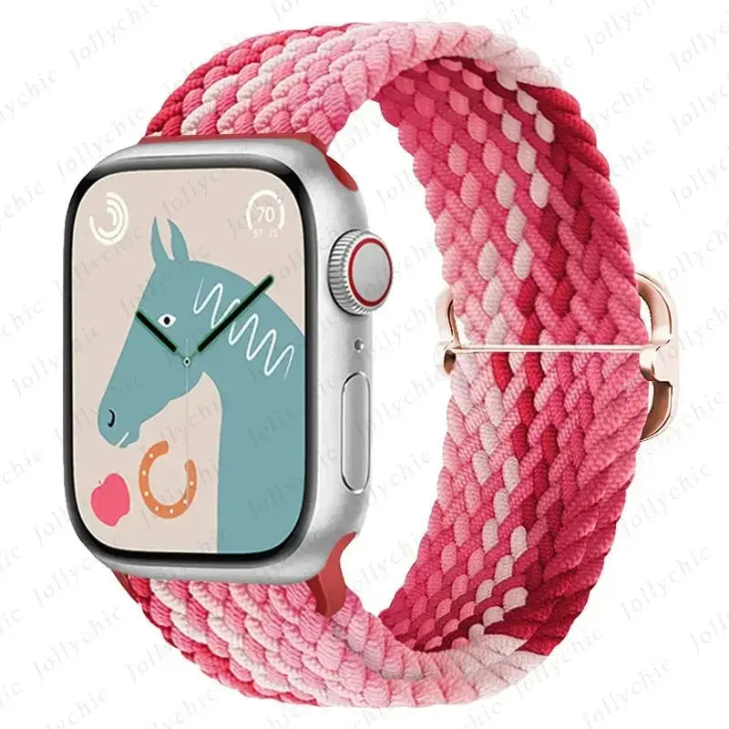 Braided Loop Strap For Apple Watch Band 42/46mm 45/41mm 38/40mm 44mm 49mm Nylon Solo Bracelet iWatch series 10 9 se 8 7 6 Ultra2 luxecrown.co.uk