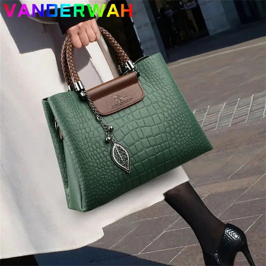 Brand Leather 3 Layers Alligator Crossbody Bag for Women Female Shoulder Messenger Sac Luxury Designer Ladies Handbags Streetsharks