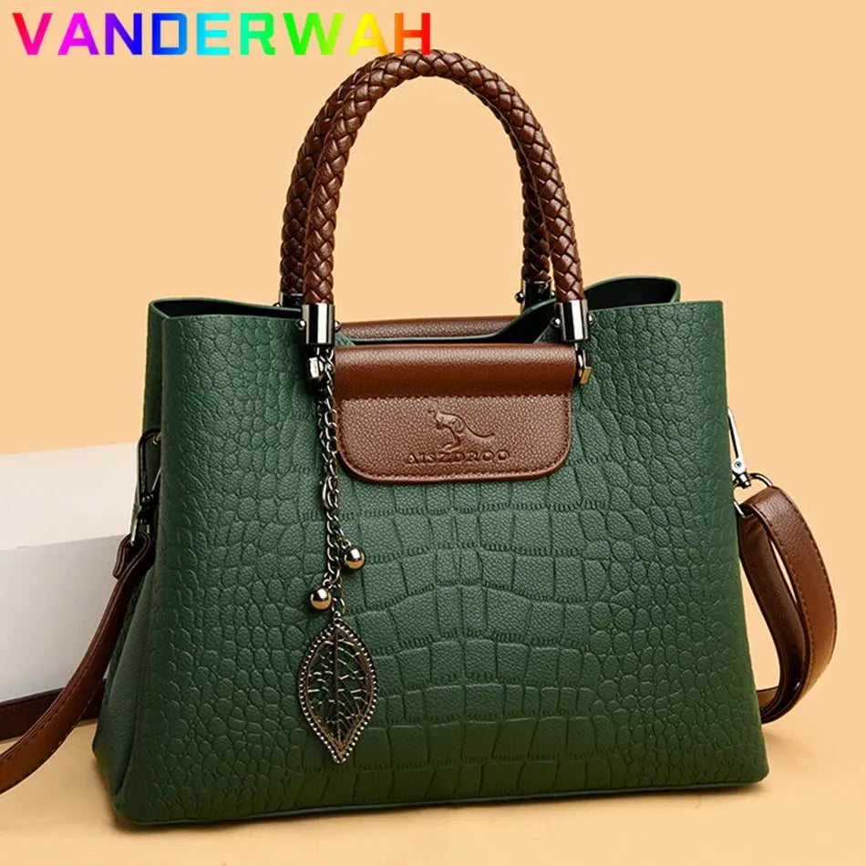 Brand Leather 3 Layers Alligator Crossbody Bag for Women Female Shoulder Messenger Sac Luxury Designer Ladies Handbags Streetsharks