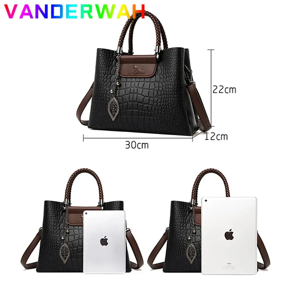 Brand Leather 3 Layers Alligator Crossbody Bag for Women Female Shoulder Messenger Sac Luxury Designer Ladies Handbags Streetsharks