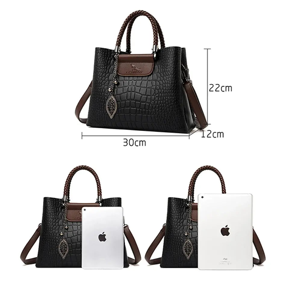 Brand Leather 3 Layers Alligator Crossbody Bag for Women Female Shoulder Messenger Sac Luxury Designer Ladies Handbags Streetsharks