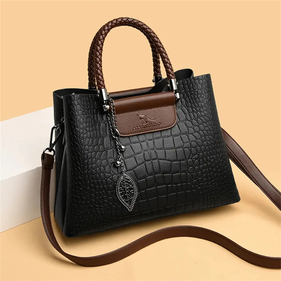 Brand Leather 3 Layers Alligator Crossbody Bag for Women Female Shoulder Messenger Sac Luxury Designer Ladies Handbags Streetsharks