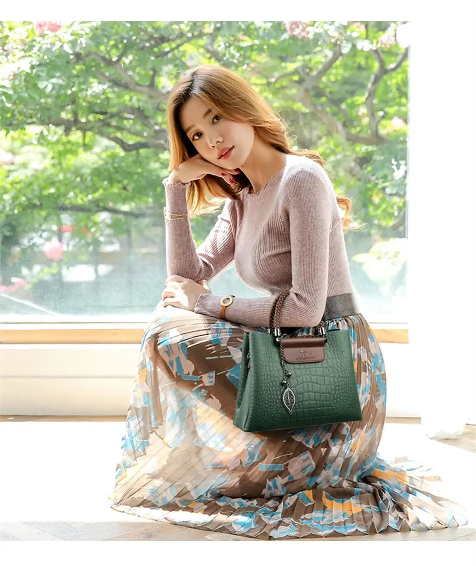 Brand Leather 3 Layers Alligator Crossbody Bag for Women Female Shoulder Messenger Sac Luxury Designer Ladies Handbags Streetsharks