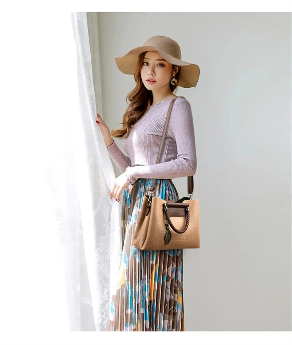 Brand Leather 3 Layers Alligator Crossbody Bag for Women Female Shoulder Messenger Sac Luxury Designer Ladies Handbags Streetsharks