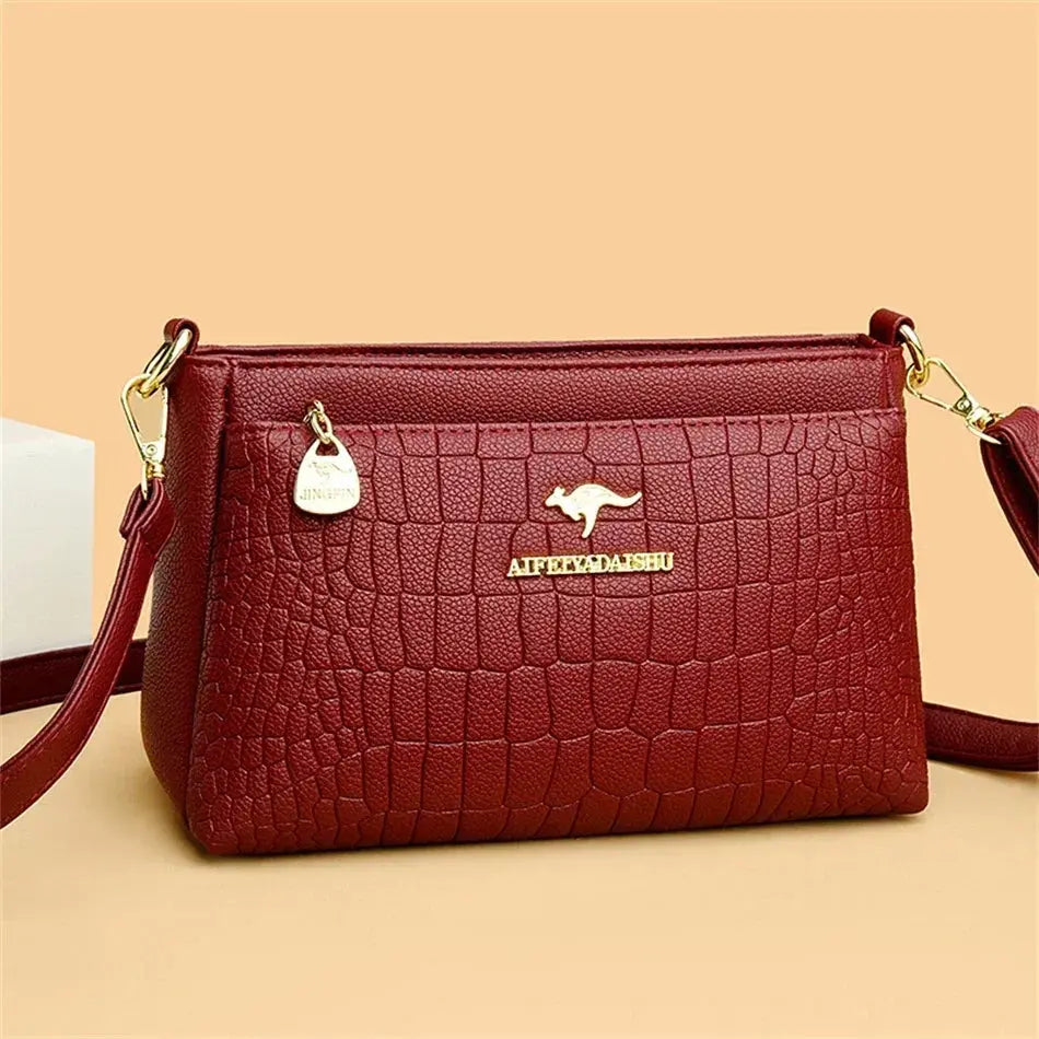Brand Leather 3 Layers Alligator Crossbody Bag for Women Female Shoulder Messenger Sac Luxury Designer Ladies Handbags Streetsharks