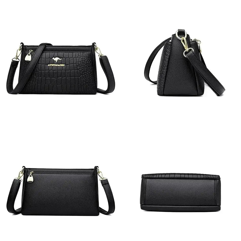 Brand Leather 3 Layers Alligator Crossbody Bag for Women Female Shoulder Messenger Sac Luxury Designer Ladies Handbags Streetsharks