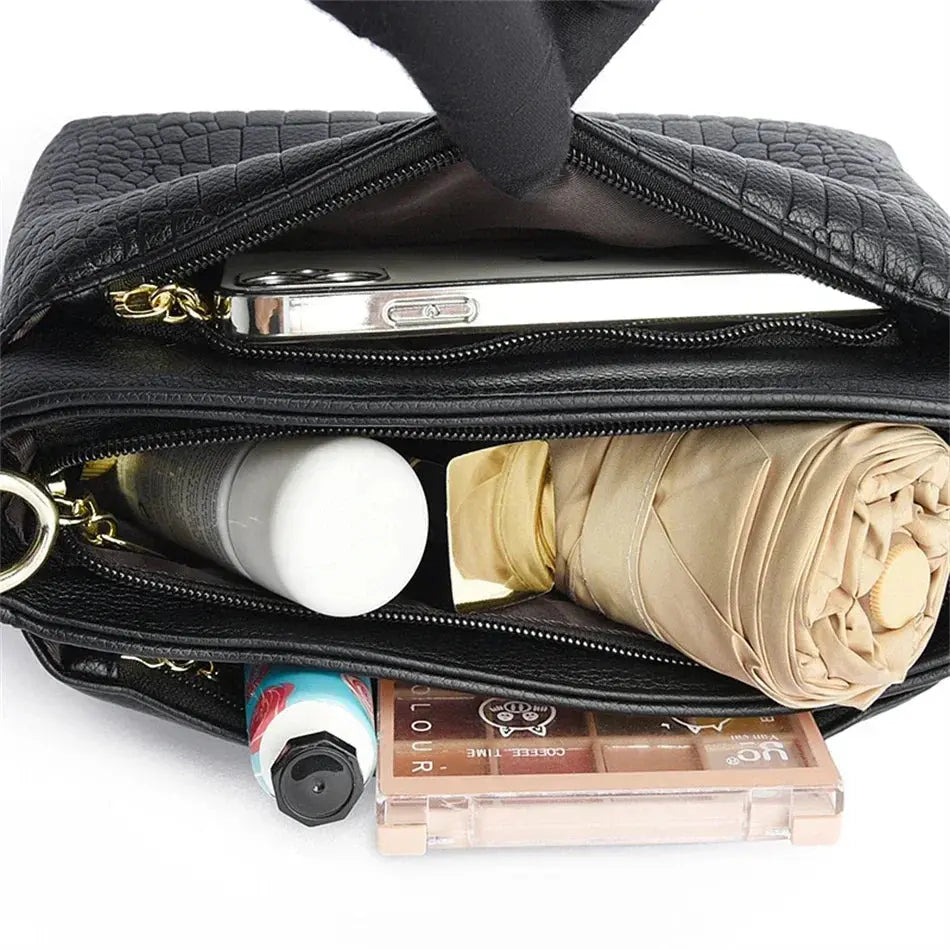 Brand Leather 3 Layers Alligator Crossbody Bag for Women Female Shoulder Messenger Sac Luxury Designer Ladies Handbags Streetsharks