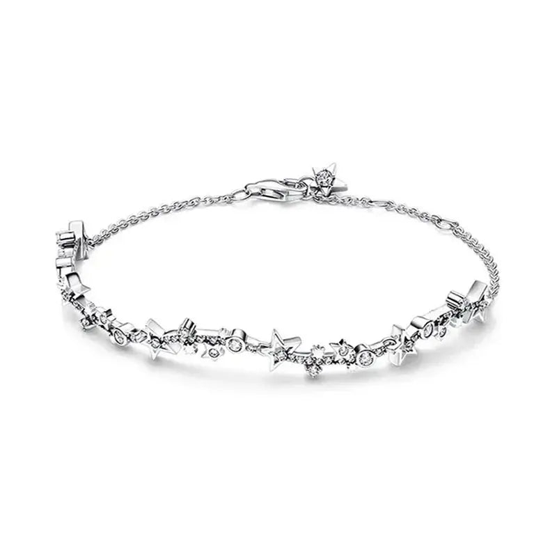 Brand new 925 sterling silver zirconia exquisite tennis star bracelet for women DIY original charm beads exquisite jewelry Streetsharks