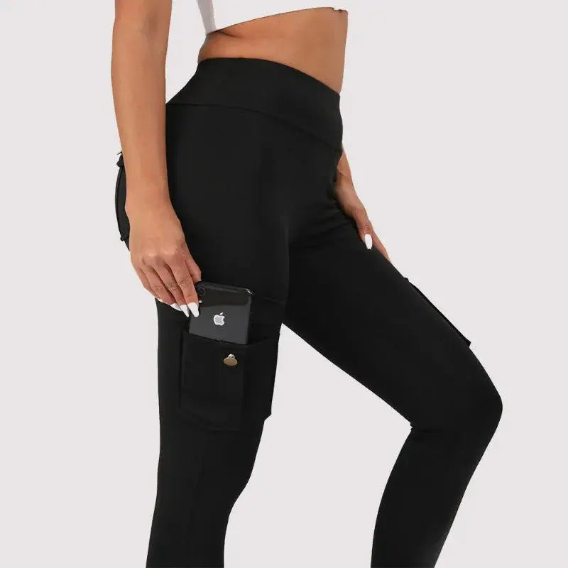 Breathable High Waisted Hip Lifting Button Pocket Sport Brushed Nude Yoga Pants Slimming Tight Leggings High Elastic Leggings luxecrown.co.uk