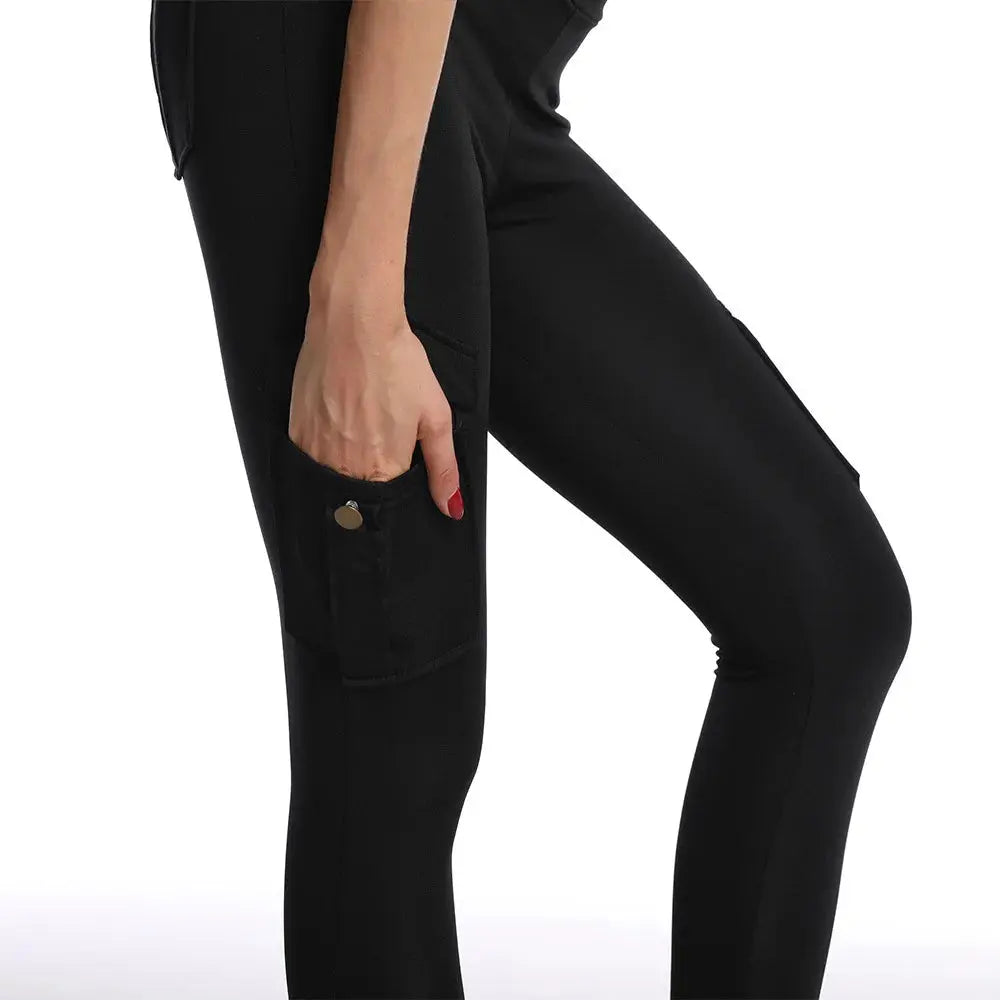 Breathable High Waisted Hip Lifting Button Pocket Sport Brushed Nude Yoga Pants Slimming Tight Leggings High Elastic Leggings luxecrown.co.uk