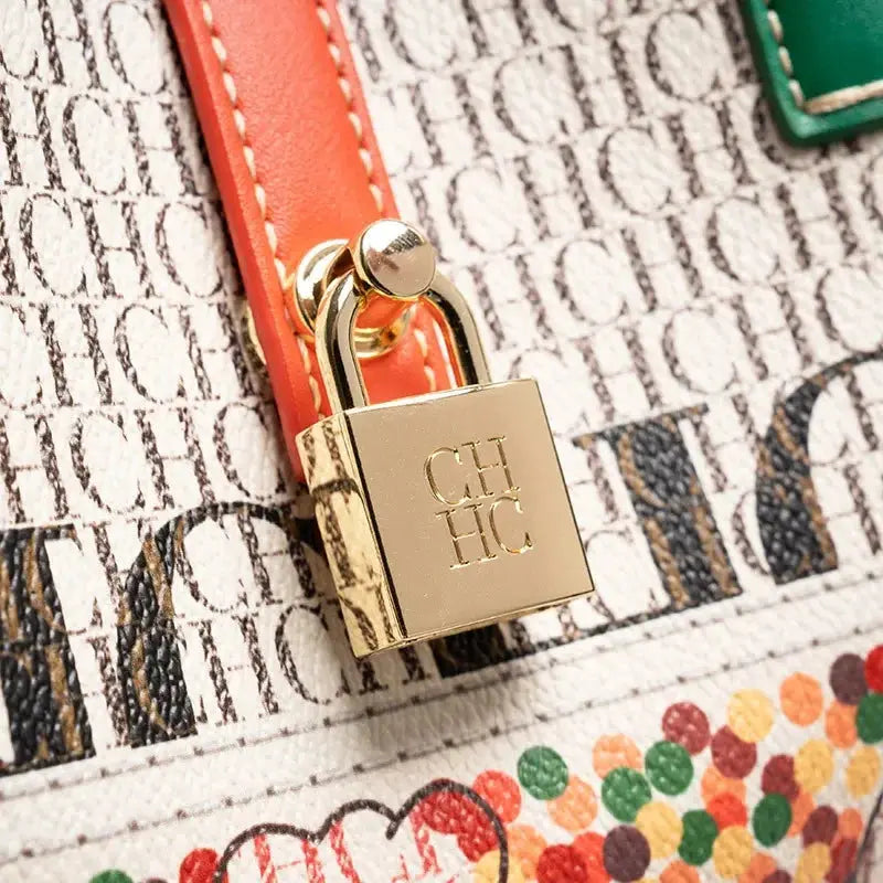 CH Exquisite Flower Printed Women's Leather Bag Fashion Design Women's Handbag Printed Women's Shoulder Large Capacity Bag Streetsharks