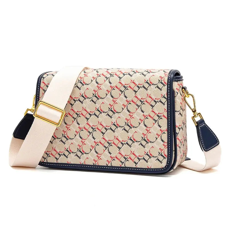 CHCH Women's Saddle Bag 2024 New Brand Letter Printed Flap Cross Shoulder Bag Retro Wide Shoulder Strap Single Shoulder Bag - Streetsharks