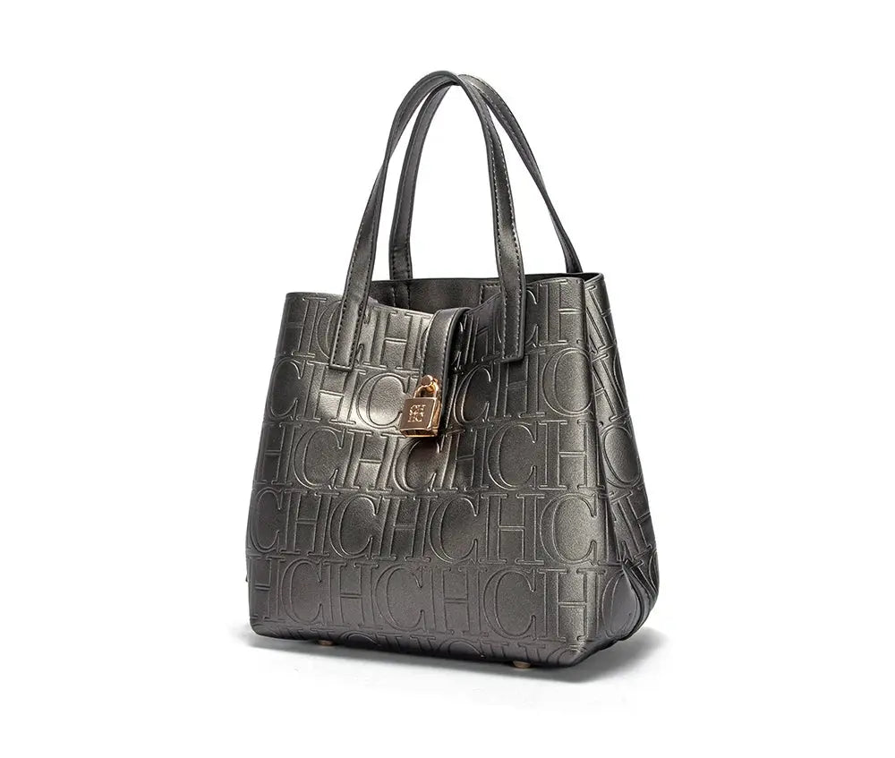 CHCH Women's Tote Bag New Steel Embossed Handheld Bun Mother Shopping Bag Streetsharks
