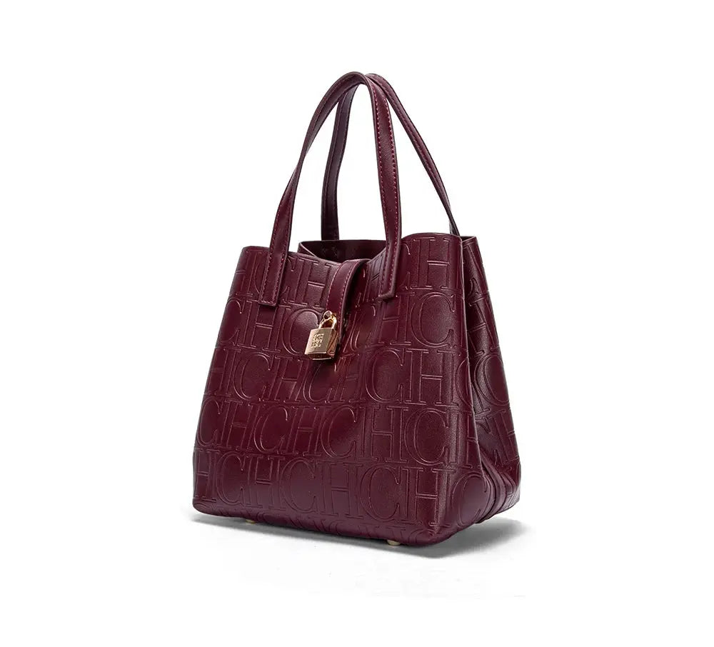 CHCH Women's Tote Bag New Steel Embossed Handheld Bun Mother Shopping Bag Streetsharks