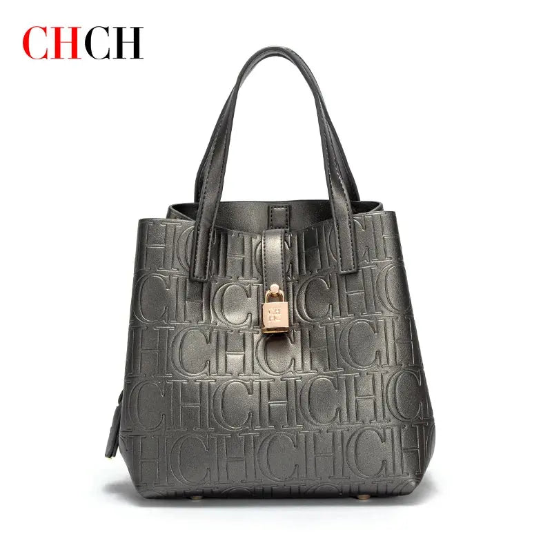 CHCH Women's Tote Bag New Steel Embossed Handheld Bun Mother Shopping Bag Streetsharks