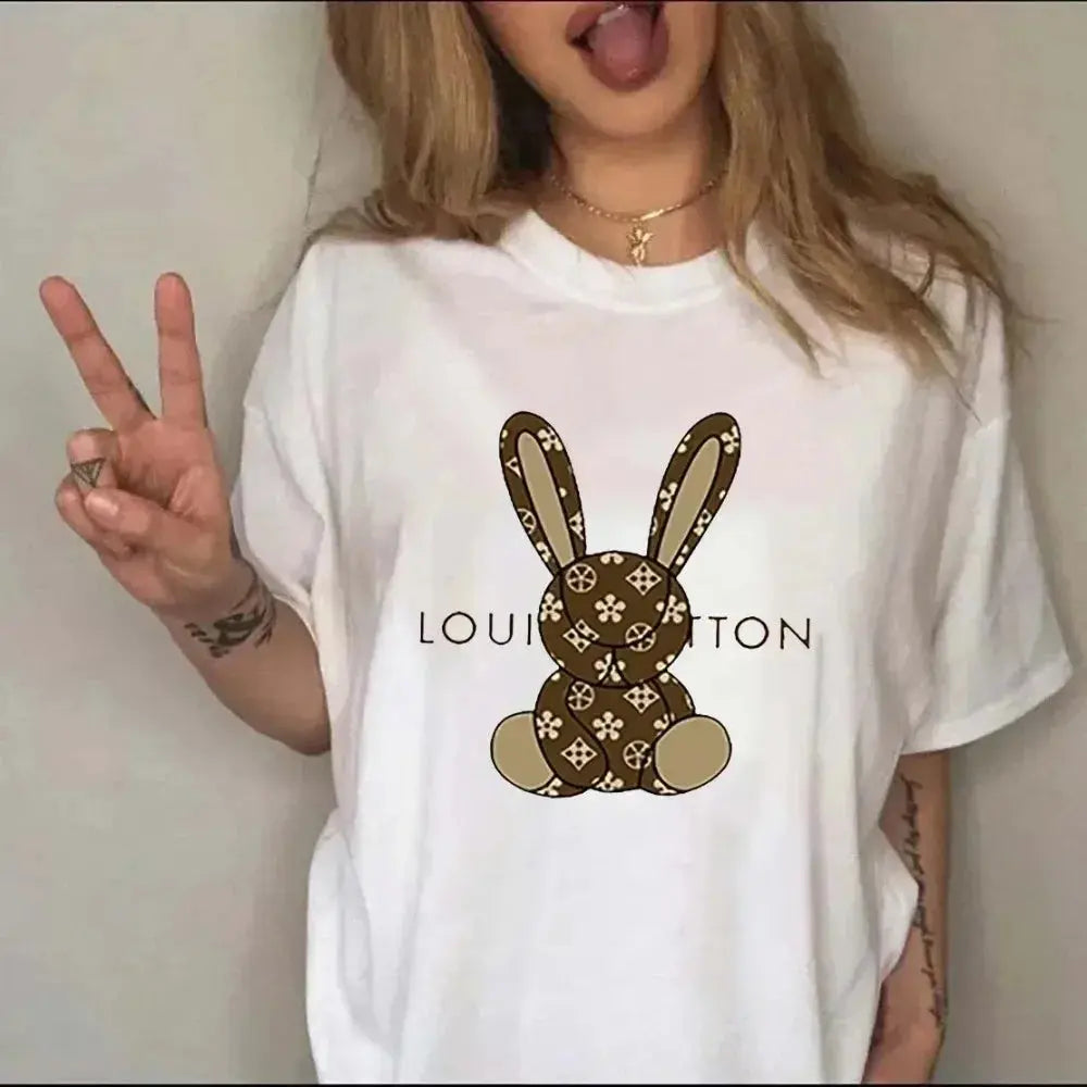 Cartoon Luxury Brand Printed Women T-shirt Plus Size Casual Short Sleeve Y2k Fashion Brand Harajuku Female Top Tees Lady Tshirt Streetsharks