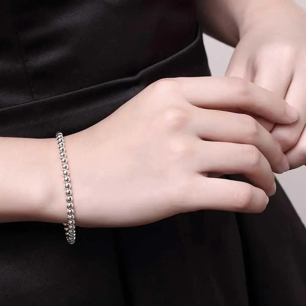 Christmas gifts charm 925 Sterling Bracelet 4MM beads chain for woman Popular brands jewelry fashion Wedding party Streetsharks