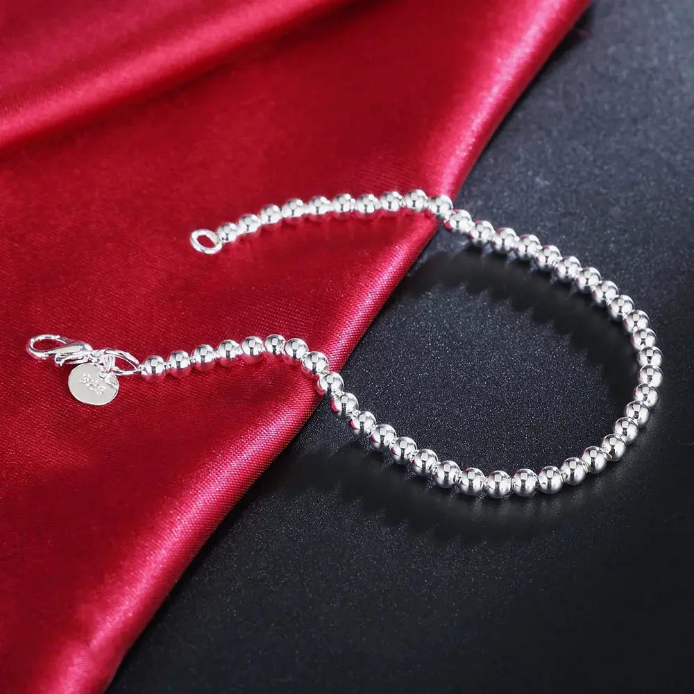 Christmas gifts charm 925 Sterling Bracelet 4MM beads chain for woman Popular brands jewelry fashion Wedding party Streetsharks