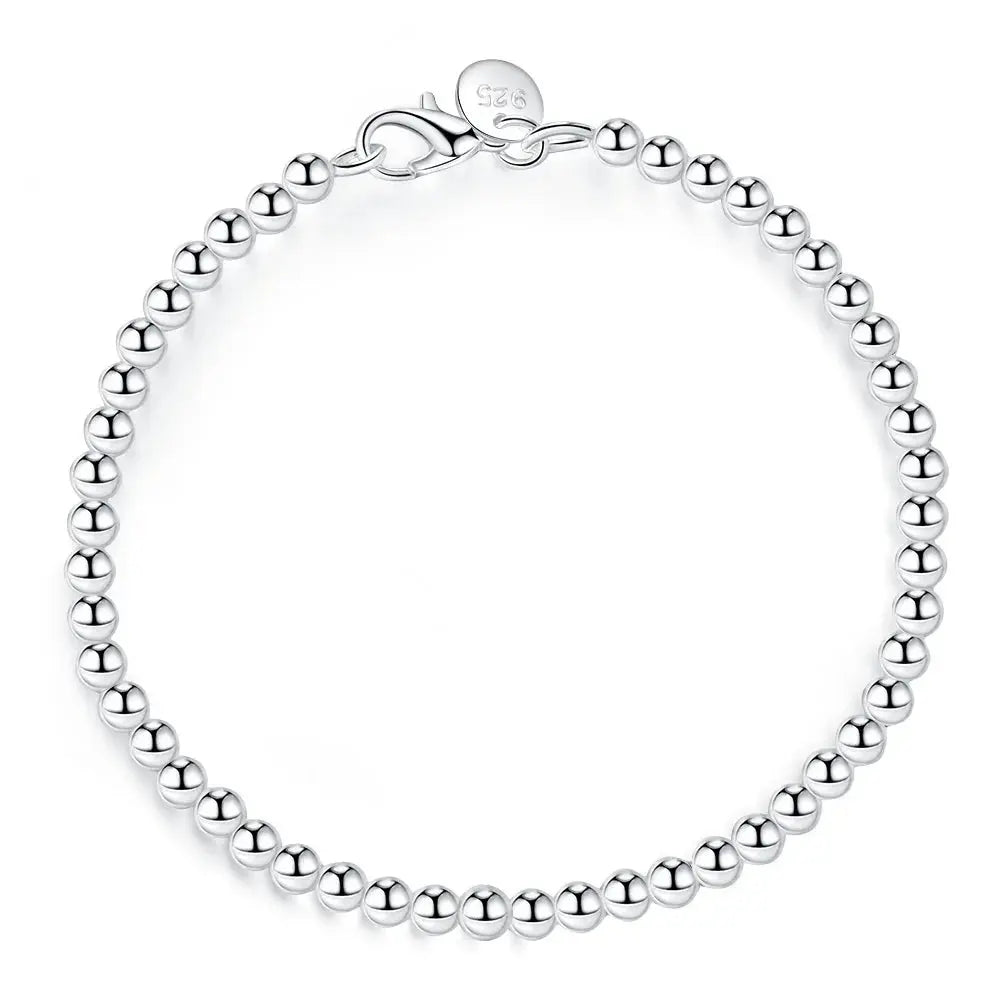 Christmas gifts charm 925 Sterling Bracelet 4MM beads chain for woman Popular brands jewelry fashion Wedding party Streetsharks