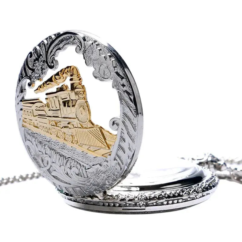 Classic Antique Steam Train Design Pocket Watch with Chain Necklace Vintage Quartz Pendant Watches Clock Chain for Men Women Kid luxecrown.co.uk