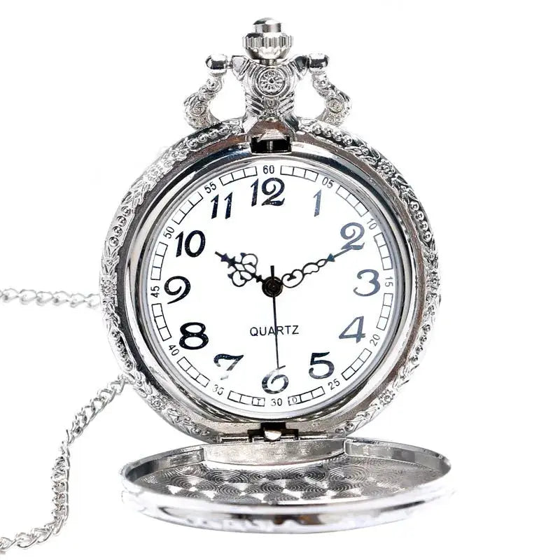 Classic Antique Steam Train Design Pocket Watch with Chain Necklace Vintage Quartz Pendant Watches Clock Chain for Men Women Kid luxecrown.co.uk