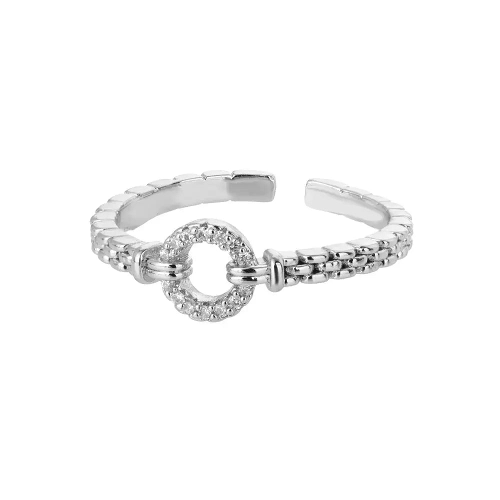 Classic Twist Chain Open Rings For Women Zircon Stainless Steel Geometric Twist Wrapped Couple Ring Wedding Aesthetic Jewelry Streetsharks