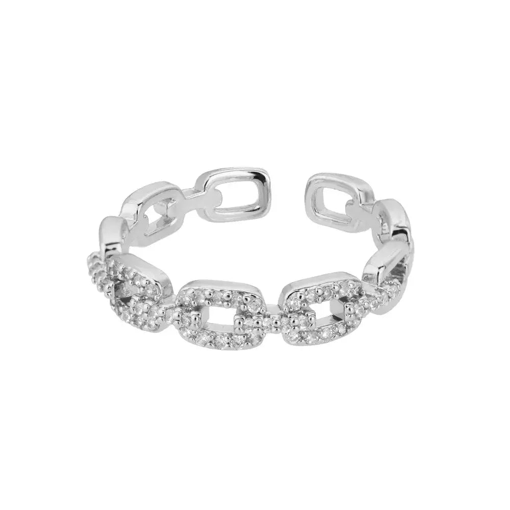 Classic Twist Chain Open Rings For Women Zircon Stainless Steel Geometric Twist Wrapped Couple Ring Wedding Aesthetic Jewelry Streetsharks