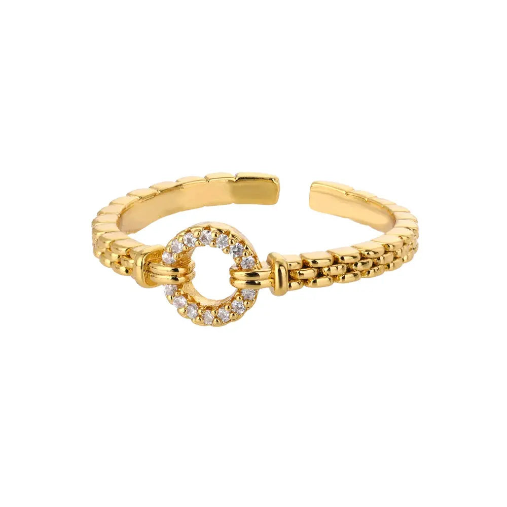 Classic Twist Chain Open Rings For Women Zircon Stainless Steel Geometric Twist Wrapped Couple Ring Wedding Aesthetic Jewelry Streetsharks
