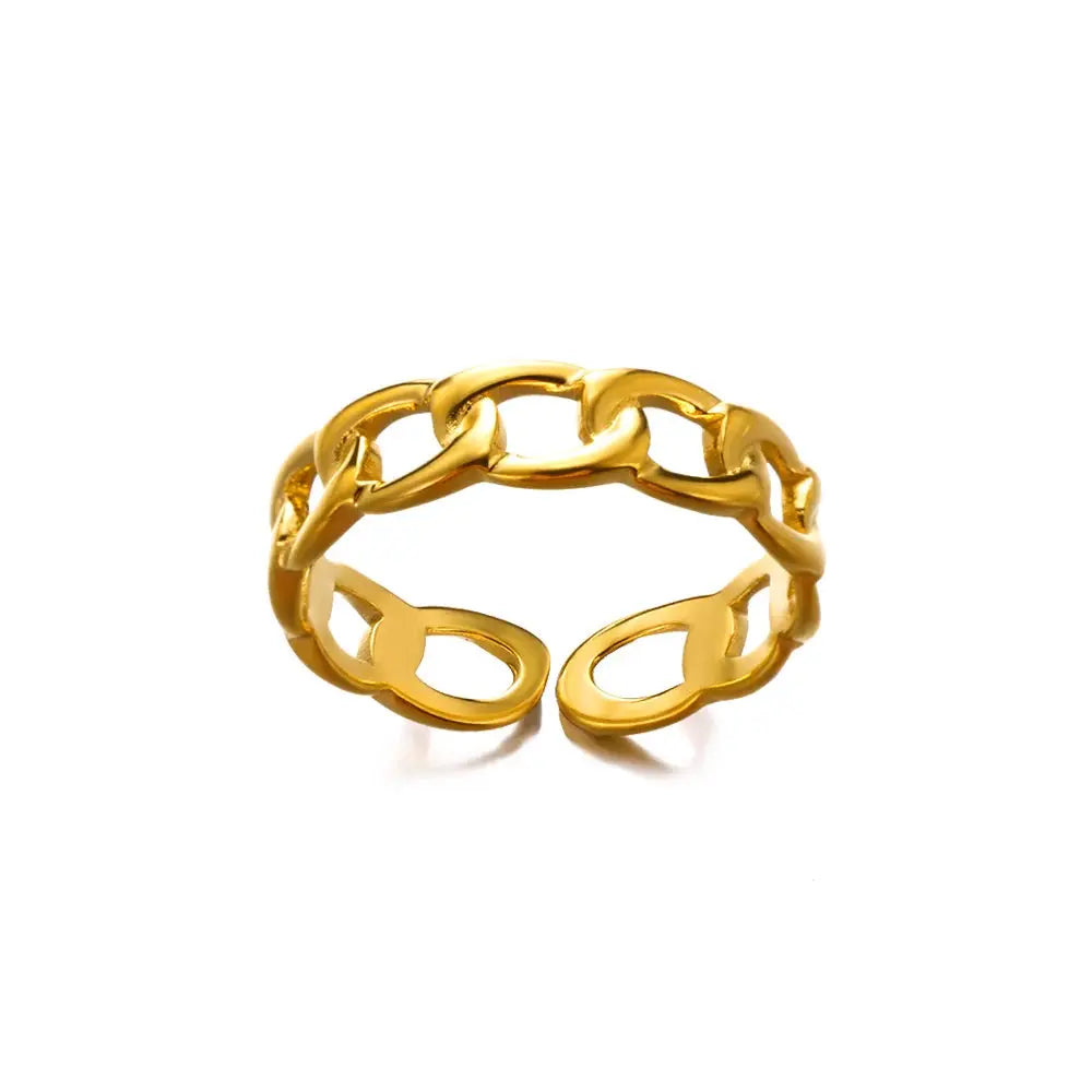 Classic Twist Chain Open Rings For Women Zircon Stainless Steel Geometric Twist Wrapped Couple Ring Wedding Aesthetic Jewelry Streetsharks