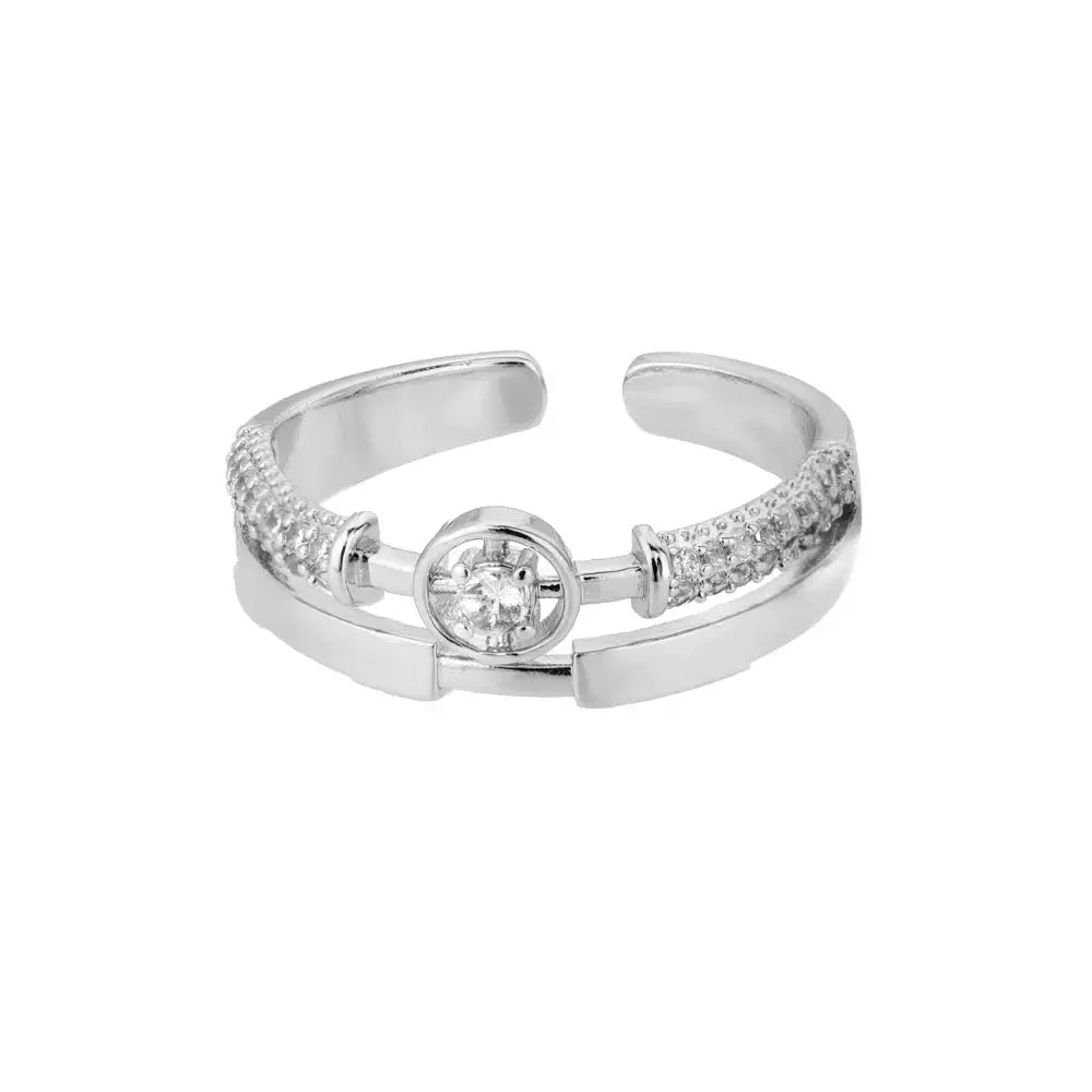Classic Twist Chain Open Rings For Women Zircon Stainless Steel Geometric Twist Wrapped Couple Ring Wedding Aesthetic Jewelry Streetsharks
