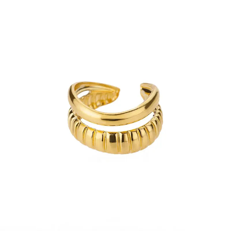 Classic Twist Chain Open Rings For Women Zircon Stainless Steel Geometric Twist Wrapped Couple Ring Wedding Aesthetic Jewelry Streetsharks