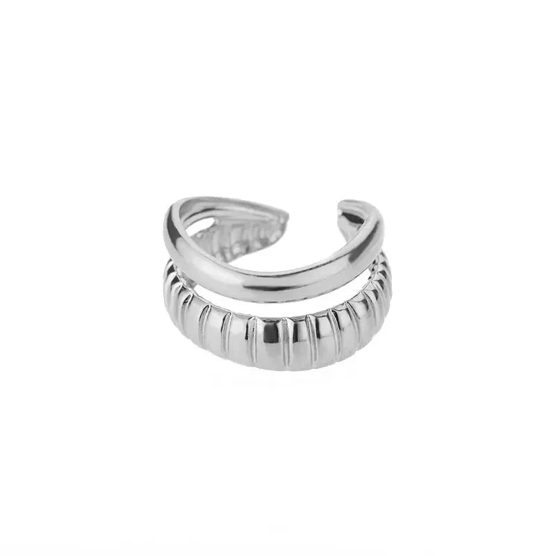 Classic Twist Chain Open Rings For Women Zircon Stainless Steel Geometric Twist Wrapped Couple Ring Wedding Aesthetic Jewelry Streetsharks