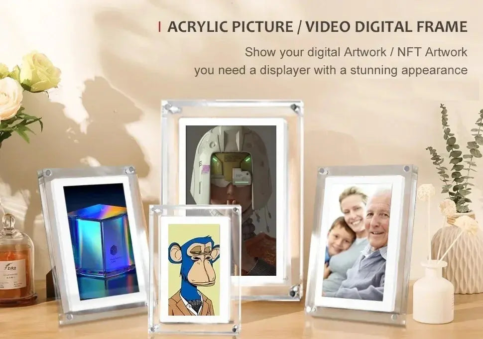 **CrystalView 5" Acrylic Digital Photo Frame – IPS Display | 1000mAh Battery | 2GB Memory** Streetsharks